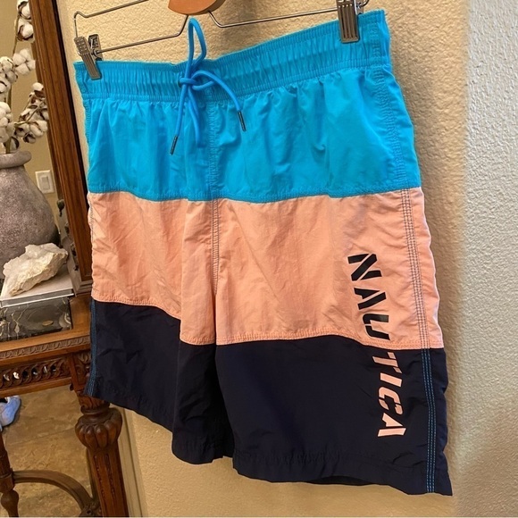 NAUTICA Men Color Block Swim Trunk Shorts Size Medium - Picture 2 of 7